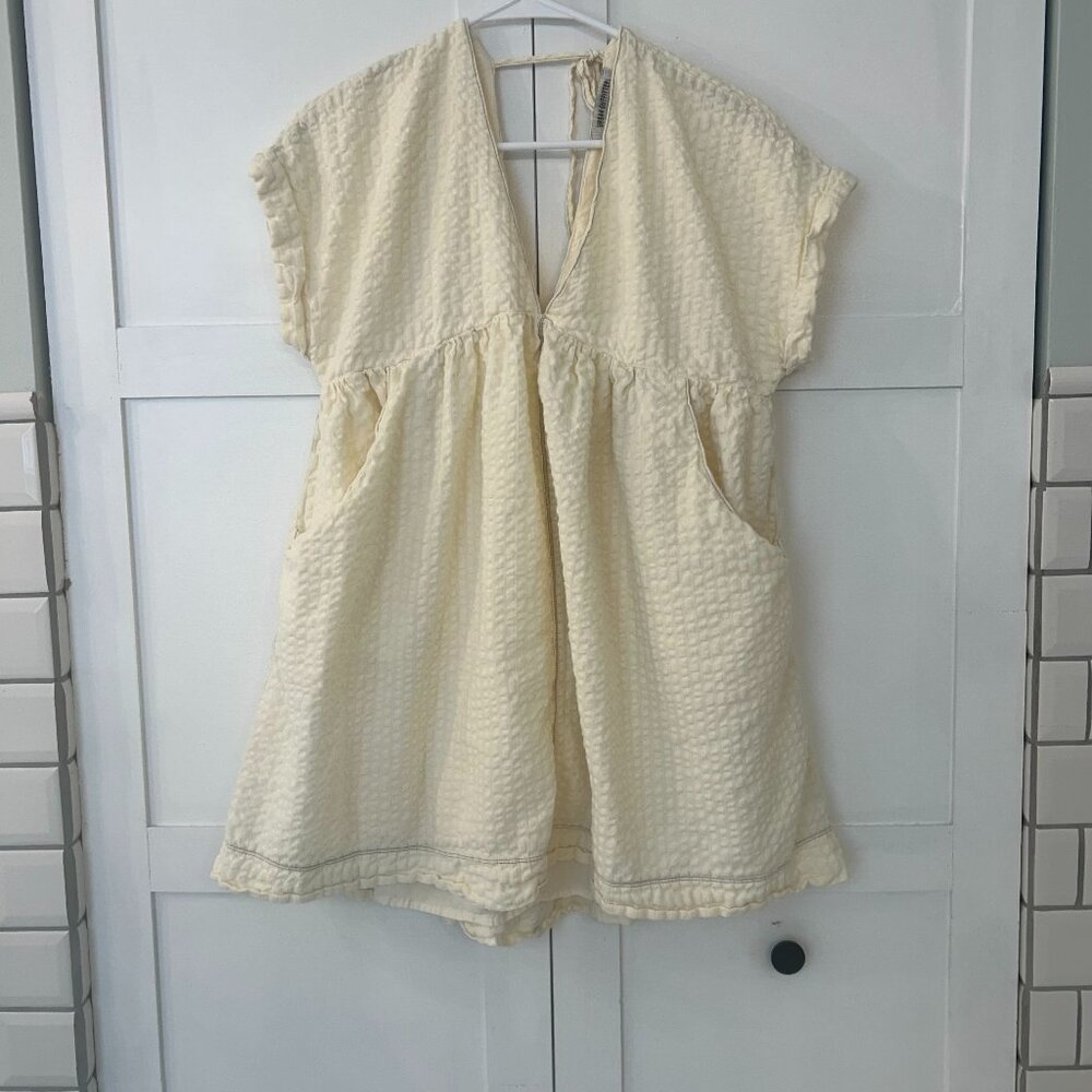 Urban Outfitters Serendipity Cream Linen Babydoll Dress size Small